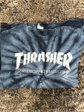 Thrasher Boys Small Blue Tie-Dye Graphic Tee